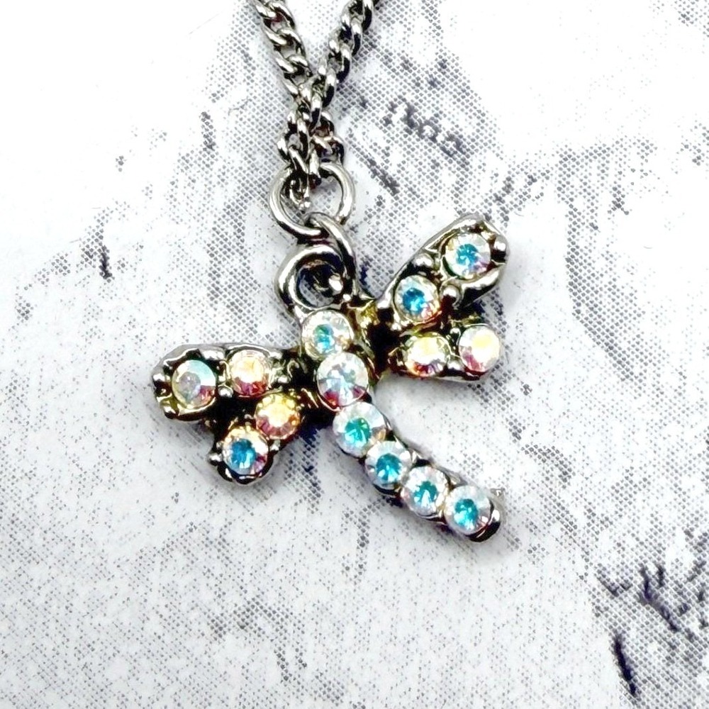 AB Crystal Dragonfly Anklet Swarovski Elements‎ Crystale Silver 8-9"